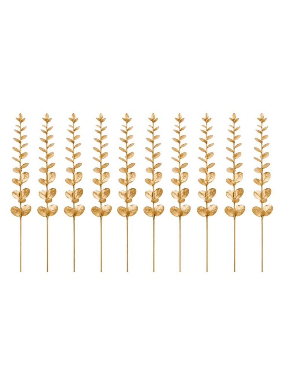 Gold Metallic Eucalyptus Stems Set of 10 Faux Eucalyptus Picks Floral Stems